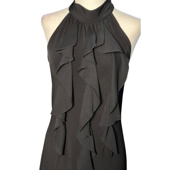 BCX Womens Size S Black Ruffle Front Halter Neck Elegant Chic Party Dress - Picture 3 of 10
